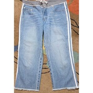 Copper Key Jrs 11 Wide Leg Cropped Jean Drawstring Waist Medium Wash Denim Retro